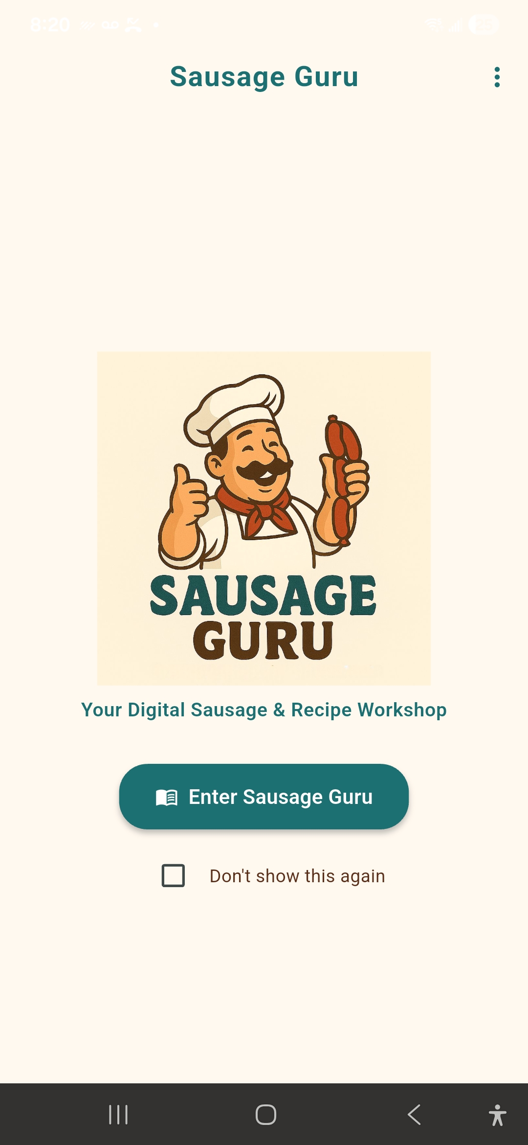 Sausage Guru app home screen